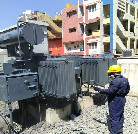Painting the transformer at site